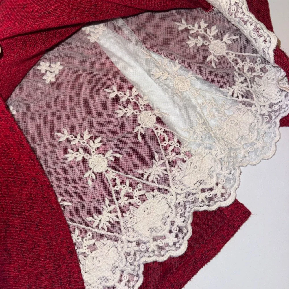 Top and Leggings Set Girls L 10-12 Burgundy Lace Rhinestone Snowflake